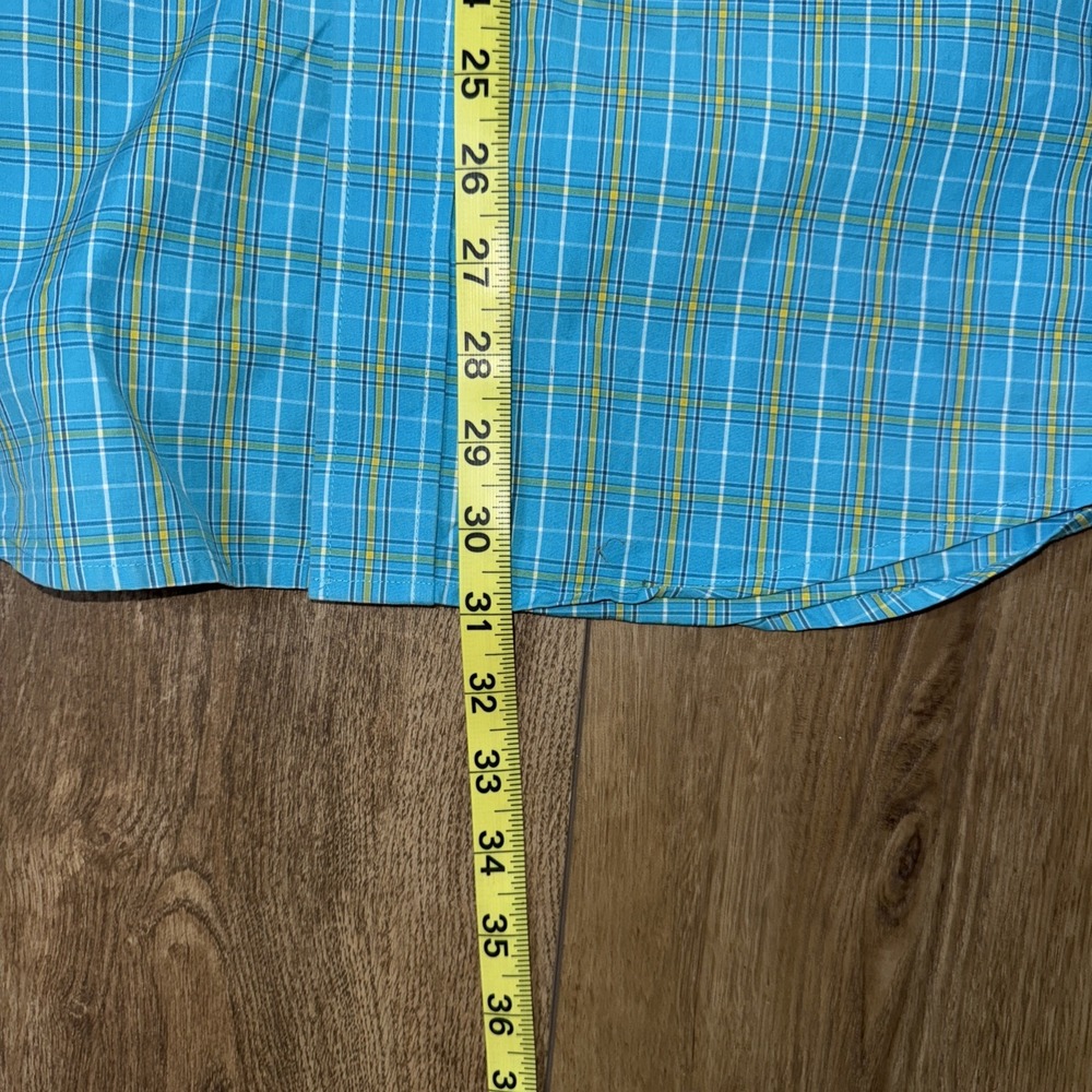 Ariat Pro Series Mens Aqua/yellow Plaid Long Sleeve Button Down Shirt Size Small - Picture 7 of 9